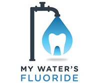 my water's fluoride logo A logo for the My Water's Fluoride web application that shows a drinking water pipe with a droplet of water. Inside the droplet of water is an image of a healthy tooth.