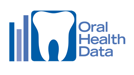 oral health data logo Logo of healthy tooth next to bar chart and "Oral Health Data" type.